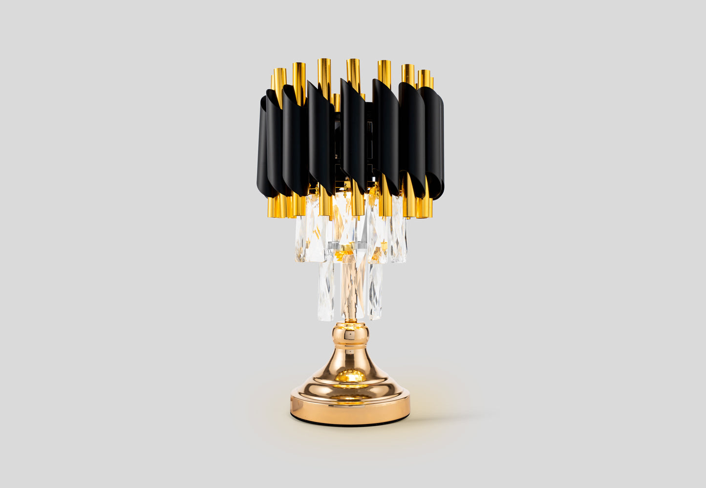 Opulent Noir Crystal Lamp