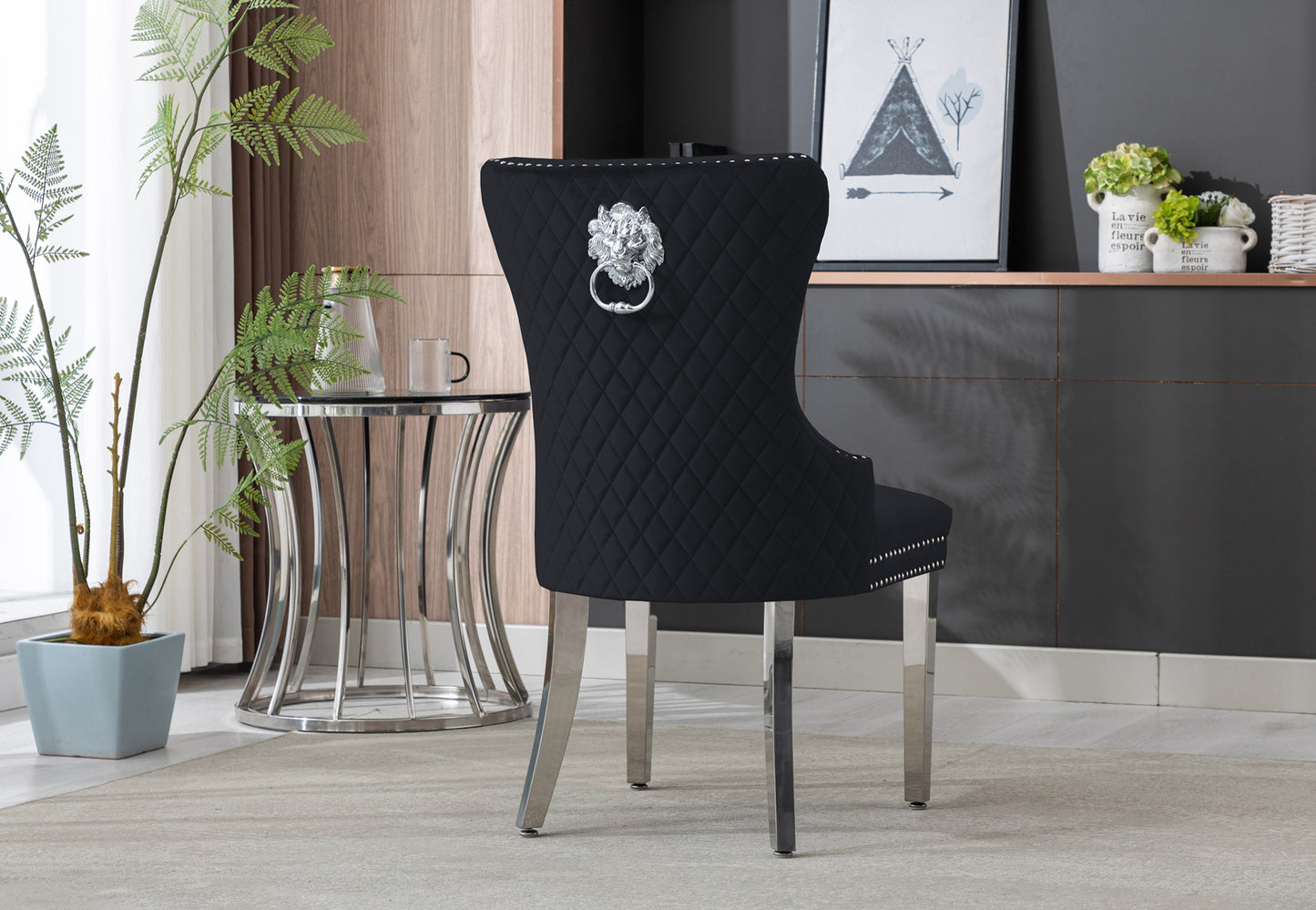 Lion Velvet Dining Chair
