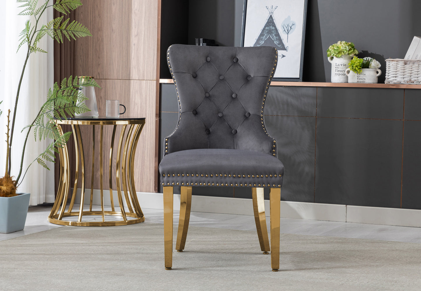 Lion Velvet Dining Chair