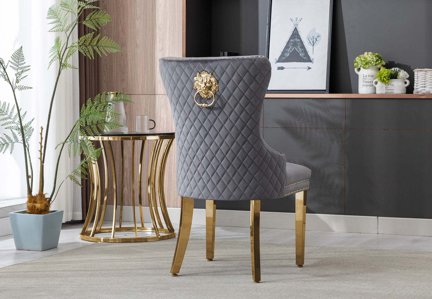 Lion Velvet Dining Chair