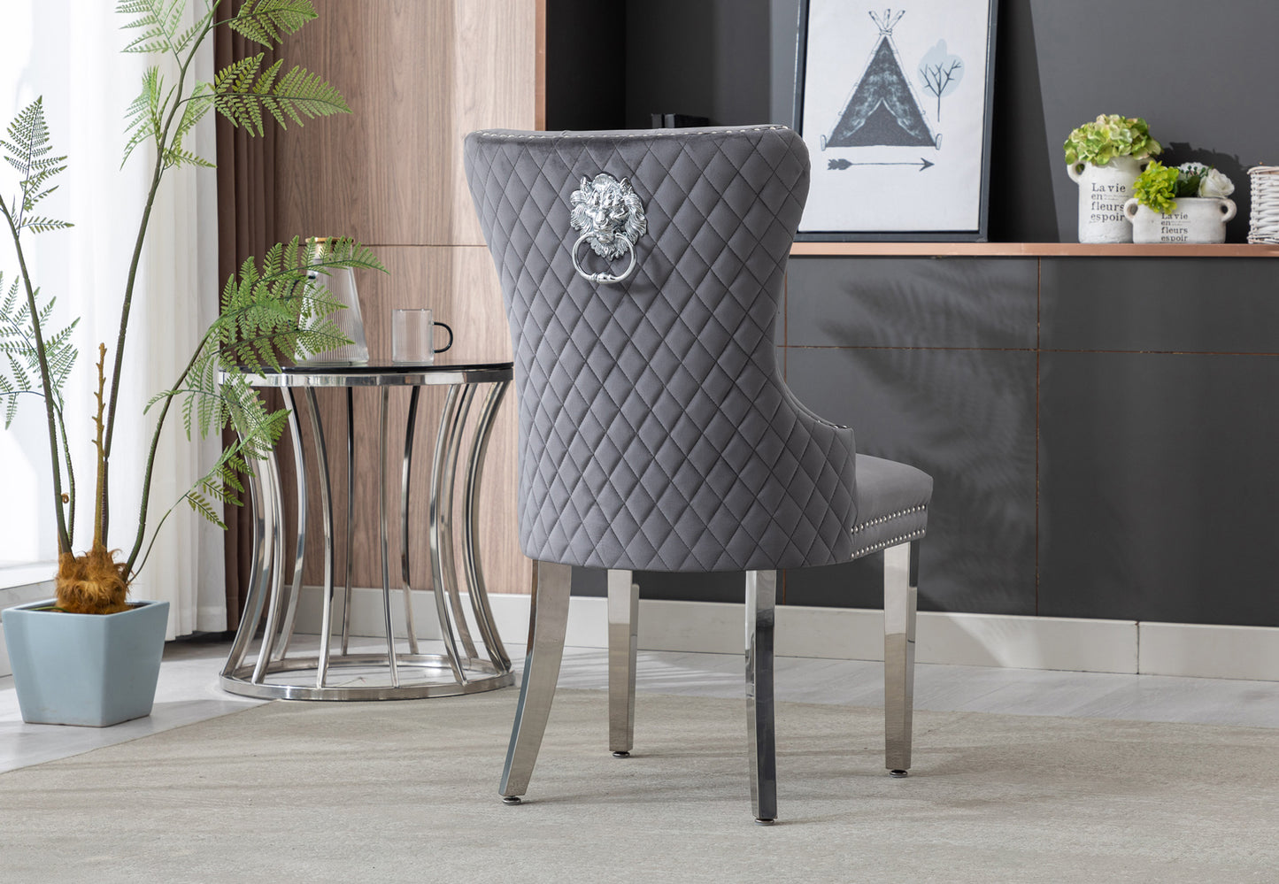 Lion Velvet Dining Chair